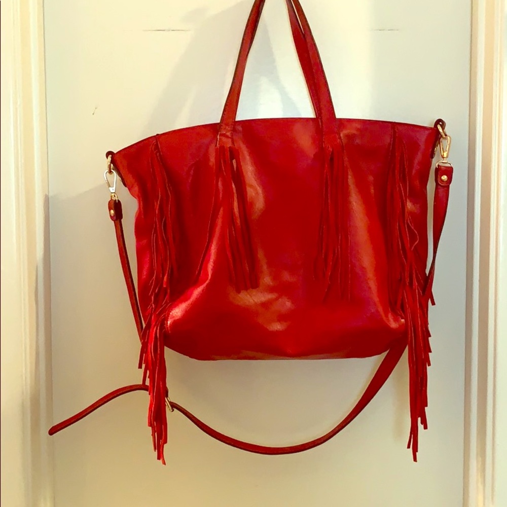 leather Crown Vintage boho fringe hand bag